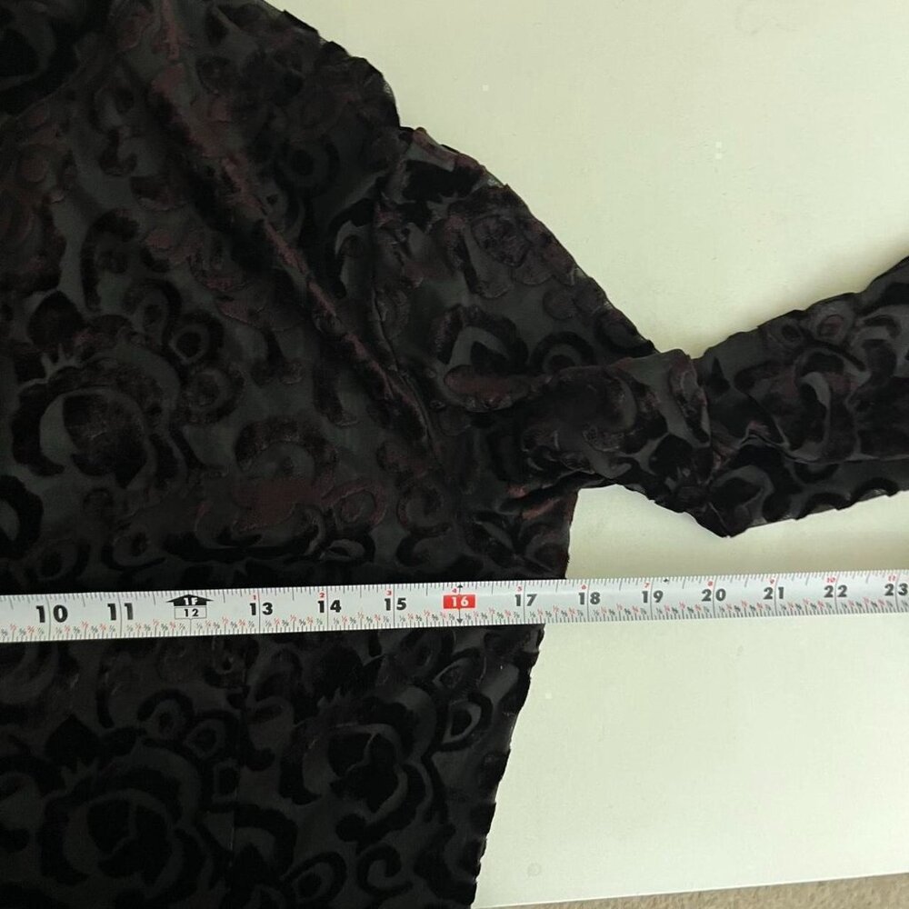 y2k dark brown boho whimsygoth grunge sheer button up top - Picture 7 of 8